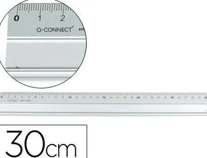 REGLA Q-CONNECT METALICA ALUMINIO 30 CM