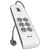 REGLETA BELKIN BSV604VF2M DE PROTECCION CONTRA SOBRETENSIONES 6 TOMAS + 2 PUERTOS USB (2,4 A) BOTON DE