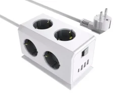 REGLETA Q-CONNECT ENCHUFE MULTIPLE 10 EN 1 CABLE 1,4 MT 6 TOMAS DE CORRIENTE+3 USB+1 USB TIPO C 140X76X87MM