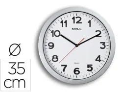 RELOJ MAUL STEP DE PARED REDONDO 35 CM DIAMETRO ELECTRICO COLOR PLATA