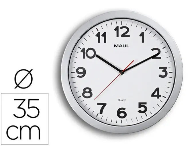 RELOJ MAUL STEP DE PARED REDONDO 35 CM DIAMETRO ELECTRICO COLOR PLATA