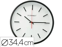 RELOJ Q-CONNECT DE PARED DE PLASTICO REDONDO 34,4 CM MOVIMIENTO SILENCIOSO COLOR NEGRO