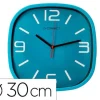 RELOJ Q-CONNECT DE PARED DE PLASTICO REDONDO 30 CM MOVIMIENTO SILENCIOSO COLOR AZUL