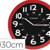 RELOJ Q-CONNECT DE PARED PLASTICO OFICINA REDONDO 30 CM COLOR ROJO Y ESFERA COLOR NEGRO