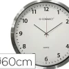 RELOJ Q-CONNECT DE PARED PLASTICO OFICINA REDONDO 60 CM MARCO CROMADO