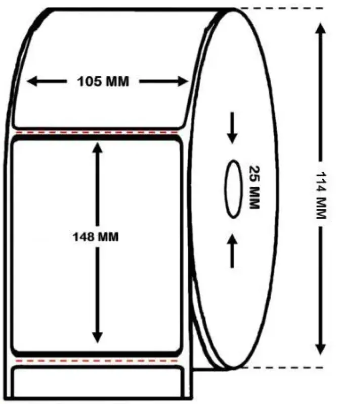 ROLLO 500 ETIQUETAS TERMICAS 105X148MM 114MMX107MM MANDRIL 25MM