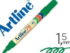 ROTULADOR ARTLINE MARCADOR PERMANENTE EK-70 VERDE -PUNTA REDONDA 1.5 MM -PAPEL METAL Y CRISTAL
