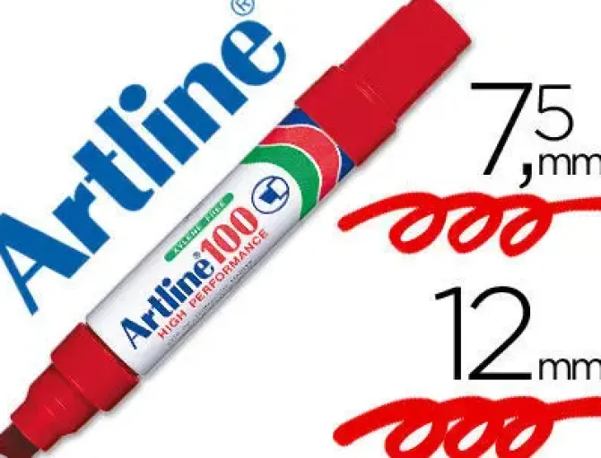 ROTULADOR ARTLINE MARCADOR PERMANENTE 100 ROJO -PUNTA BISELADA