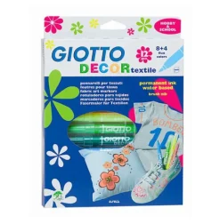 ROTULADOR GIOTTO DECOR TEXTILE PARA CAMISETAS 12 COLORES
