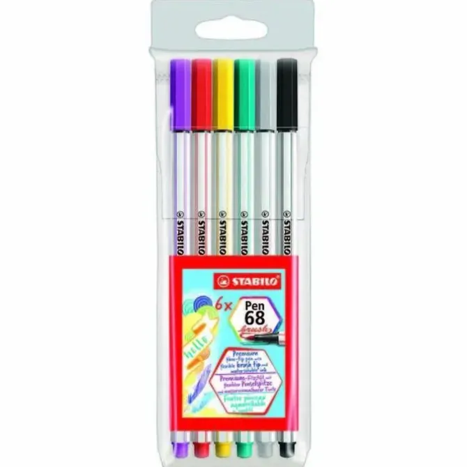 ROTULADOR STABILO PEN-68 BRUSH/6COL. 081411