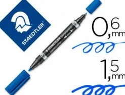 ROTULADOR STAEDTLER LUMOCOLOR PERMANENTE DUO 348 AZUL PUNTA F 0,6 MM PUNTA M 1,5 MM