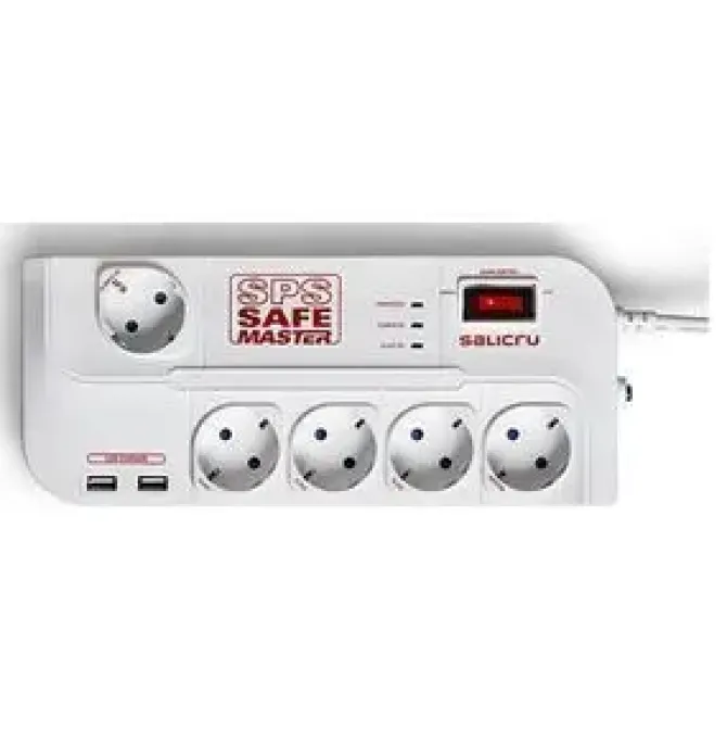 SALICRU REGLETA SPS SAFE MASTER PROTECTORES ELECTRICOS ACTIVOS DE ULTIMA GENERACION - 5 TOMAS SCHUKO - COLOR BLANCO