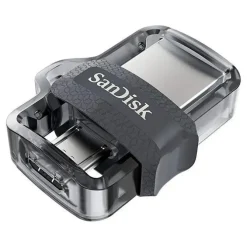 SANDISK ULTRA DUAL DRIVE M3.0 MEMORIA USB 3.0 Y MICRO USB 64GB - HASTA 150MB/S DE LECTURA - COLOR TRANSPARENTE/NEGRO (PENDRIVE)