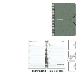 SENFORT AGENDA ANUAL (2025) SEOUL ESPIRAL TAPA PP CON GOMA 135X210 D/P VERDE