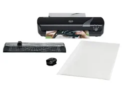 SET PLASTIFICADORA + CIZALLA RODILLO + REDONDEADOR DE ESQUINAS GBC INSPIRE+ DIN A4 CRAFT NEGRO