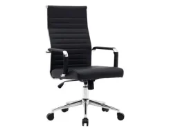 SILLA Q-CONNECT ESCRITORIO BOSA SIMIL PIEL BASE METALICA ALT MAX 1130 ANC 550 PROF 630 MM RUEDAS PREMIUM COLOR NEGRO