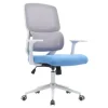 SILLA Q-CONNECT OFICINA LUCCA MALLA BASE METALICA ALT MAX 1090 ANC 700 PROF 650 RUEDAS PREMIUM COLOR BLANCO GRIS AZUL