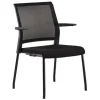 SILLA ROCADA CONFIDENTE BRAZOS FIJOS ESTRUCTURA METALICA ASIENTO TELA IGNIFUGA NEGRO RESPALDO MALLA