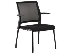 SILLA ROCADA CONFIDENTE BRAZOS FIJOS ESTRUCTURA METALICA ASIENTO TELA IGNIFUGA NEGRO RESPALDO MALLA