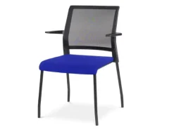 SILLA ROCADA CONFIDENTE BRAZOS FIJOS ESTRUCTURA METALICA ASIENTO TELA IGNIFUGA AZUL RESPALDO MALLA