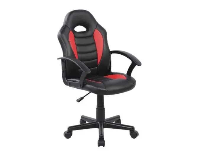 SILLA ROCADA GAMING CON BRAZOS FIJOS BASE NYLON CON RUEDAS SIMILPIEL NEGRO/ROJO 435X430X880-995 MM