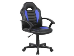 SILLA ROCADA GAMING CON BRAZOS FIJOS BASE NYLON CON RUEDAS SIMILPIEL NEGRO/AZUL 435X430X880-995 MM