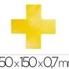 SIMBOLO ADHESIVO DURABLE PVC FORMA DE CRUZ PARA DELIMITACION SUELO AMARILLO 150X150X0,7 MM PACK DE 10