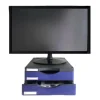 SOPORTE ARCHIVO 2000 PARA MONITOR POLIESTER 100% RECICLADO CON DOS CAJONES HASTA 10 KG COLOR NEGRO/AZUL