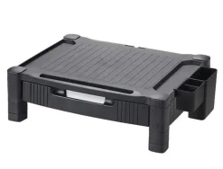 SOPORTE Q-CONNECT PARA MONITOR/IMPRESORA CON CAJON Y AJUSTABLE A DOS ALTURAS 10,3CM A 13,3CM COLOR NEGRO