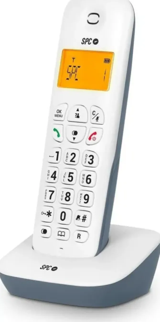 SPC AIR TELEFONO FIJO INALAMBRICO - PANTALLA RETROILUMINADA 35X22MM - IDENTIFICACION DE LLAMADAS - CONEXION A RED TELEFONICA - MODO MUTE - 5 MELODIAS - 2 COLORES - TECNOLOGIA ECO - TRANSFERENCIA DE LL