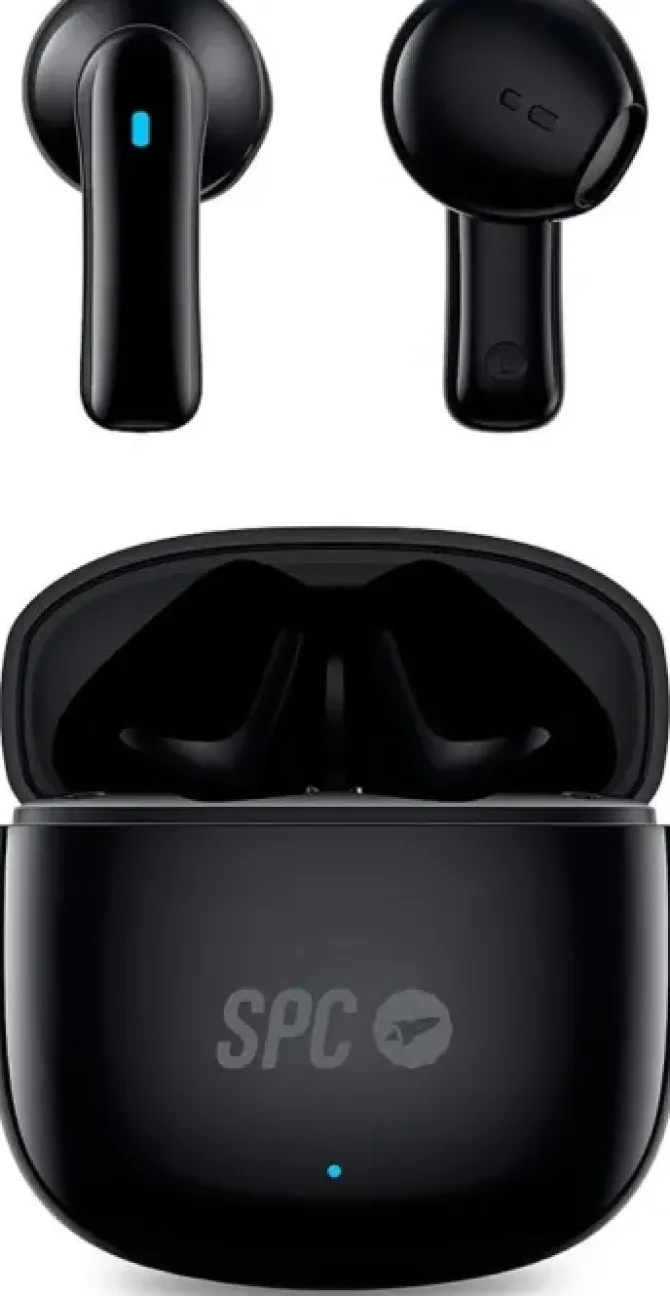 SPC AURICULARES TRUE WIRELESS ZION 2 PLAY - AUTONOMIA 28 HORAS - BASE DE CARGA USB-C - CONTROL POR TOQUES - COMPATIBLE CON ASISTENTES DE VOZ - LUCES LED INDICADORAS - COLOR NEGRO