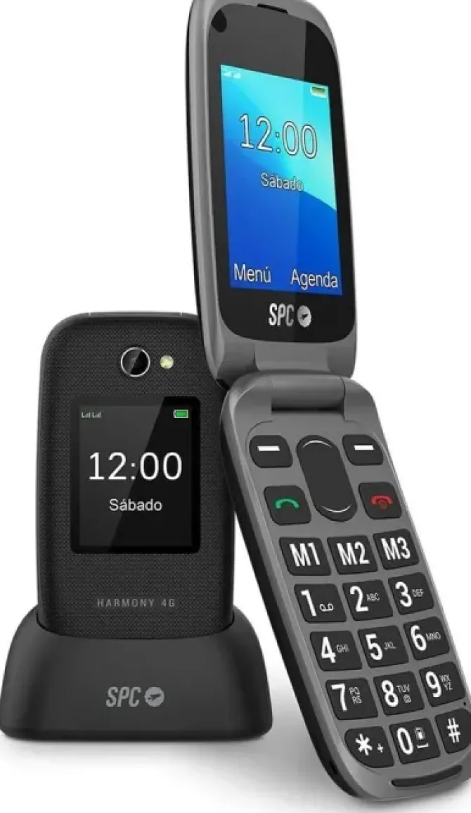 SPC HARMONY 4G TELEFONO MOVIL PARA MAYORES - BOTONES GRANDES RETROILUMINADOS - VOLUMEN DE TIMBRE DE HASTA 97.5DB - COMPATIBLE CON AUDIFONOS - BOTON DE SOS - FUNCION SMART HELP - BASE DE CARGA INCLUIDA
