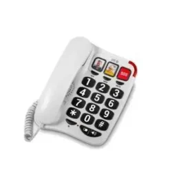 SPC TELEFONO FIJO PARA PERSONAS MAYORES - TECLAS XXL - LLAMADAS CON UNA SOLA PULSACION - VOLUMEN DE TIMBRE DE 93DB - COMPATIBLE CON AUDIFONOS - SIN PILAS NI CONEXION A LA LUZ - COLOR BLANCO