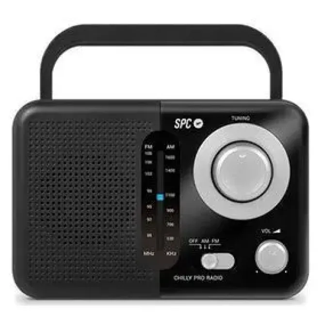 SPC VALDI RADIO PORTATIL ANALOGICA FM/AM 0.8W - ASA DE TRANSPORTE - ENTRADA JACK 3.5MM - ANTENA TELESCOPICA - ALIMENTACION AC Y PILAS - COLOR NEGRO