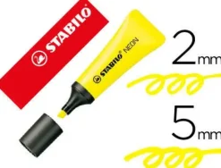 STABILO NEON 72 MARCADOR FLUORESCENTE - TRAZO ENTRE 2 Y 5MM - TINTA CON BASE DE AGUA - CUERPO EN FORMA DE TUBO - COLOR AMARILLO