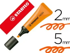 STABILO NEON 72 MARCADOR FLUORESCENTE - TRAZO ENTRE 2 Y 5MM - TINTA CON BASE DE AGUA - CUERPO EN FORMA DE TUBO - COLOR NARANJA