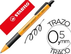 STABILO POINTBALL BOLIGRAFO RETRACTIL - PUNTA DE 1MM - TINTA CON BASE DE ACEITE - RECARGABLE - 79% PLASTICO RECICLADO - GRIP ANTIDESLIZANTE - COLOR NEGRO