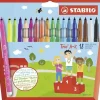 STABILO TRIO AZ PACK DE 18 ROTULADORES DE PUNTA FINA DE FIBRA - TRAZO 0.7MM - TINTA SUPER LAVABLE - FORMA TRIANGULAR - COLORES SURTIDOS