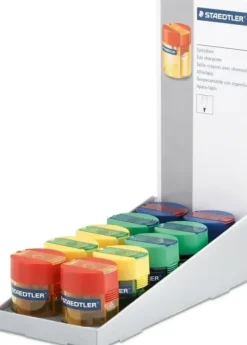 STAEDTLER 511 006 EXPOSITOR CON 10 SACAPUNTAS CON DEPOSITO - HASTA 8.2MM - ANGULO DE AFILADO 23º