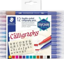 STAEDTLER 3005 PACK DE 12 ROTULADORES DE DOBLE PUNTA PARA CALIGRAFIA - COLORES SURTIDOS