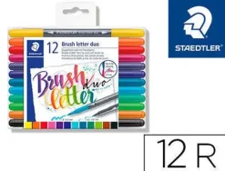 STAEDTLER 3004 PACK DE 12 ROTULADORES DE DOBLE PUNTA PARA LETTERING - COLORES SURTIDOS