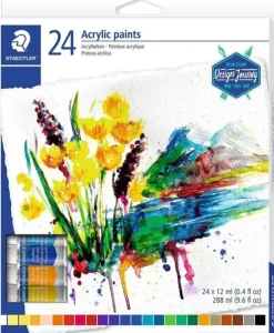 STAEDTLER 8500 PACK DE 24 TUBOS DE PINTURA ACRILICA - FACIL DE MEZCLAR - PARA AMPLIA VARIEDAD DE SUPERFICIES - COLORES SURTIDOS