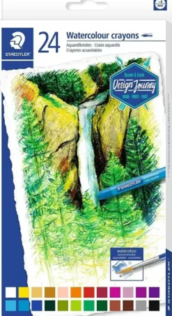 STAEDTLER CRAYONES ACUARELABLES 223 PACK DE 24 LAPICES DE CERA - FACIL DE MEZCLAR - EXTREMADAMENTE OPACOS - COLORES SURTIDOS