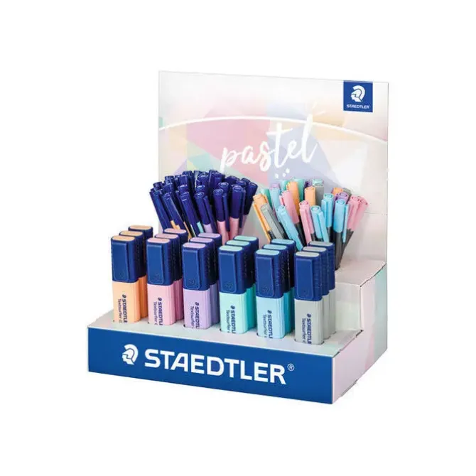 STAEDTLER EXPOSITOR CON 78 ROTULADORES PASTEL - MODELOS TEXTSURFER CLASSIC, TRIPLUS, TRIPLUS FINELINER - COLORES SURTIDOS