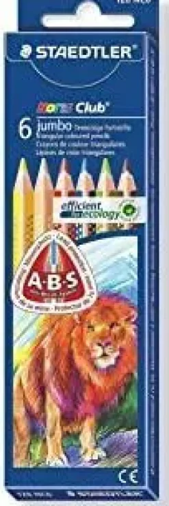 STAEDTLER JUMBO NORIS 128 PACK DE 6 LAPICES TRIANGULARES DE COLORES - DISEÑO ERGONOMICO - COLORES SURTIDOS