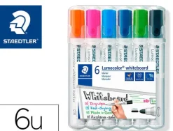 STAEDTLER LUMOCOLOR 351 PACK DE 6 MARCADORES PARA PIZARRA BLANCA - SECADO RAPIDO - COLORES SURTIDOS