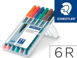 STAEDTLER LUMOCOLOR 317 PACK DE 6 ROTULADORES PERMANENTES - PUNTA MEDIA REDONDA - TRAZO 1MM APROX - CAPUCHON CON CLIP - SECADO RAPIDO - COLORES SURTIDOS