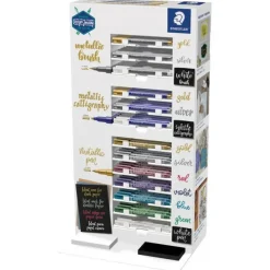 STAEDTLER METALLIC EXPOSITOR DE 130 ROTULADORES DE PUNTA FINA METALICOS - TINTA BASE DE AGUA - COLORES SURTIDOS