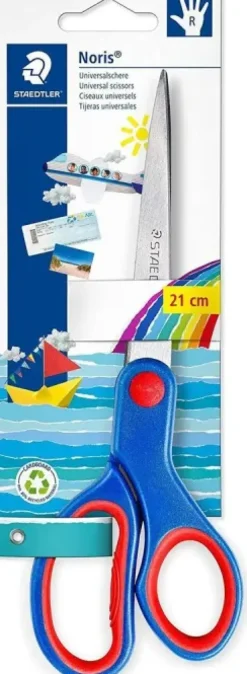 STAEDTLER NORIS 965 TIJERA ESCOLAR PARA NIÑOS - ACERO INOXIDABLE - SUAVE Y ERGONOMICA - CORTE DE CALIDAD - LONGITUD 21CM