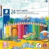 STAEDTLER NORIS AQUARELL PACK DE 24 LAPICES HEXAGONALES DE COLORES + PINCEL - MADERA DE BOSQUES SOSTENIBLES - COLORES SURTIDOS